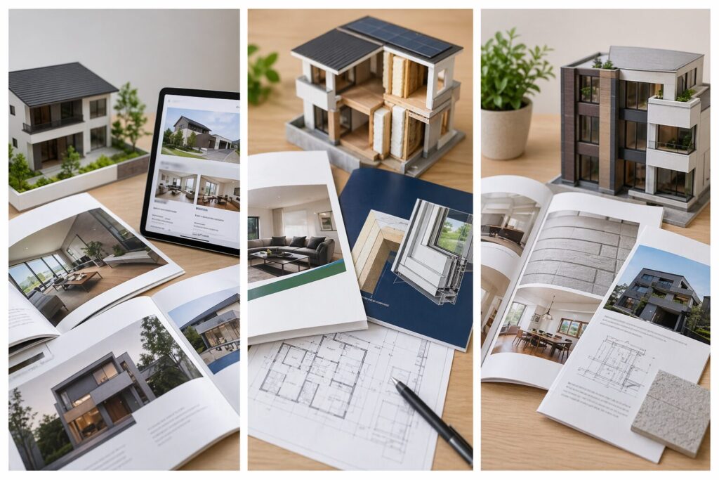 3種類のハウスメーカーカタログのイメージ画像